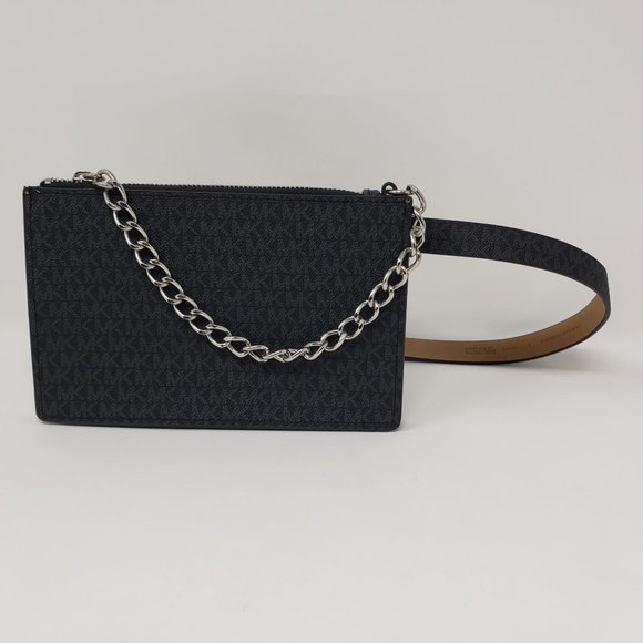 MICHAEL KORS logo pull chain faux-leather belt bag /fanny pack -Black main image 6